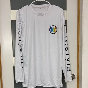 White Long Sleeve Shirt with Colorful Logo